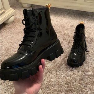 Black lace up boots